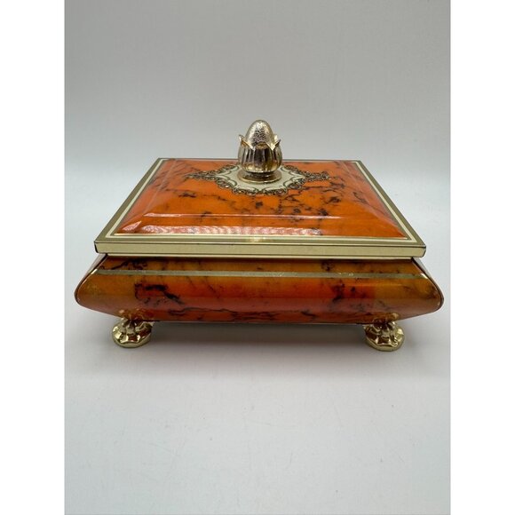 Vintage Confectionary Tin Box Blue Bird Harry Vincent LTD Orange England Britain - Picture 5 of 13